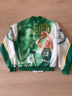 Larry Bird Boston Celtics Chalk Line Jacket Fanimation Bomber NBA Vintage
